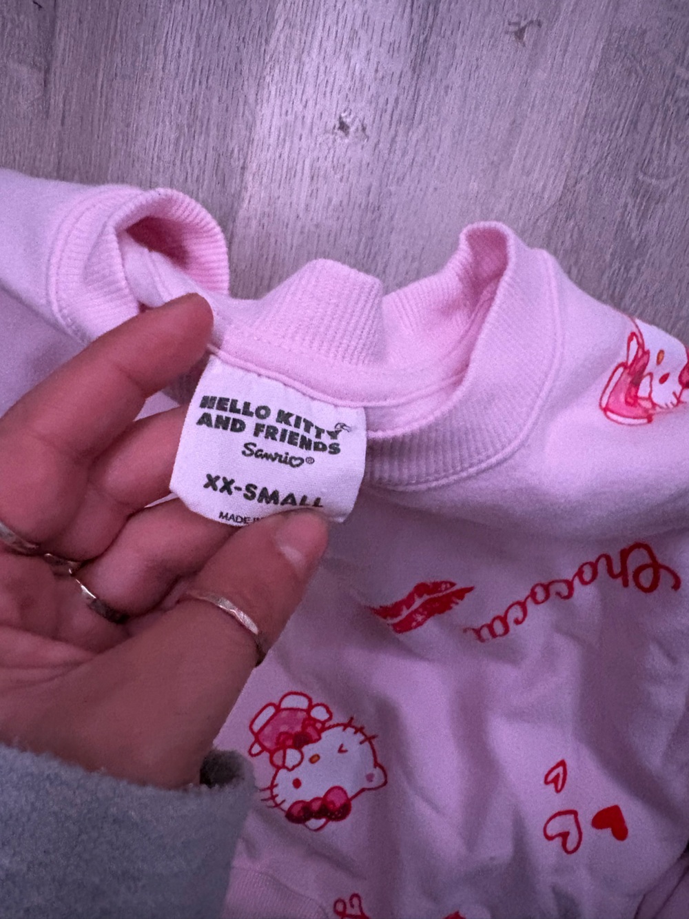 Sanrio Hello Kitty Pink Kids Sweatshirt with Red Graphics